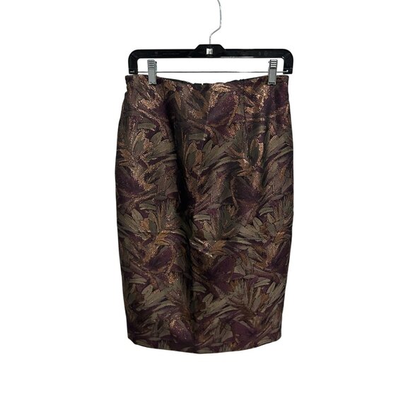 Vintage Metallic Pencil Skirt Purple Gold Size 8 Polyester Shimmer Career Office - Picture 1 of 10